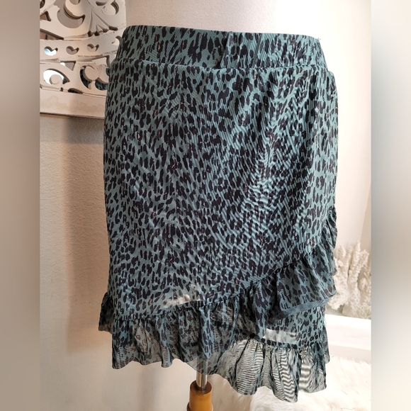 MSCH MOSS COPENHAGEN KALI MESH AOP RUFFLE GREEN MINI SKIRT WOMENS SZ EXTRA SMALL - Picture 14 of 16